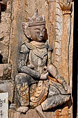 Elaborate figures carved in stucco decorate the ancient stupas, Kakku Buddhist Ruins. Shan State in Myanmar (Burma).